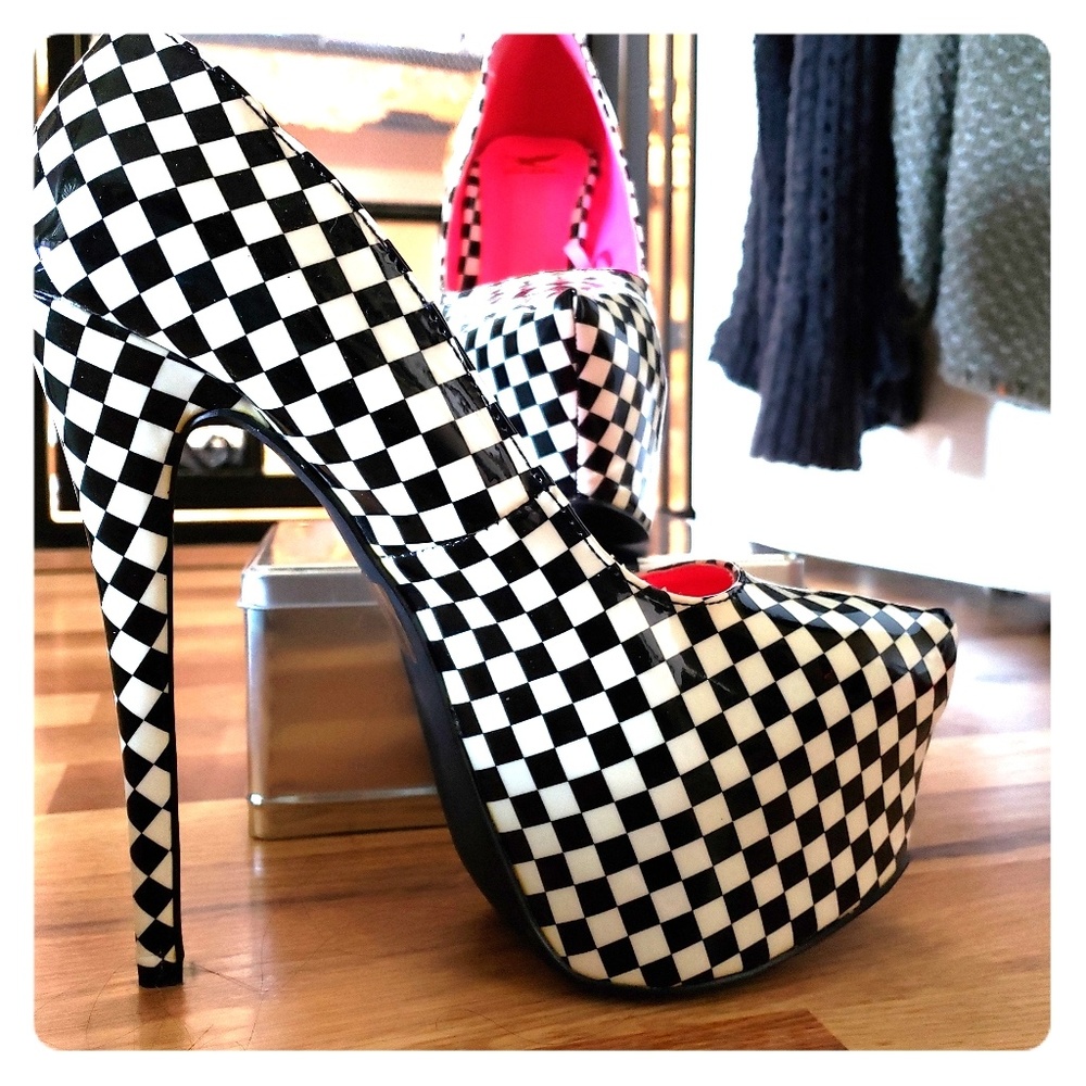 Checked Platform Heels